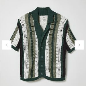 Striped Green and White Knit Cardigan